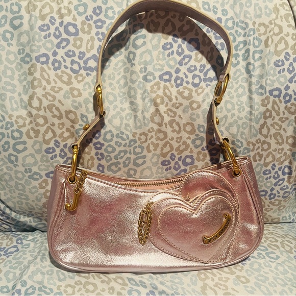 Juicy Couture Handbags - Vintage Pink Silver Juicy Couture Purse Y2K Shoulder Bag Handbag Satchel Heart